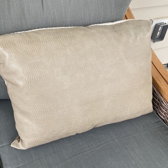 Custom-Made High End Faux Leather & Fabric Accent Pillow (1) - Picture 4 of 5